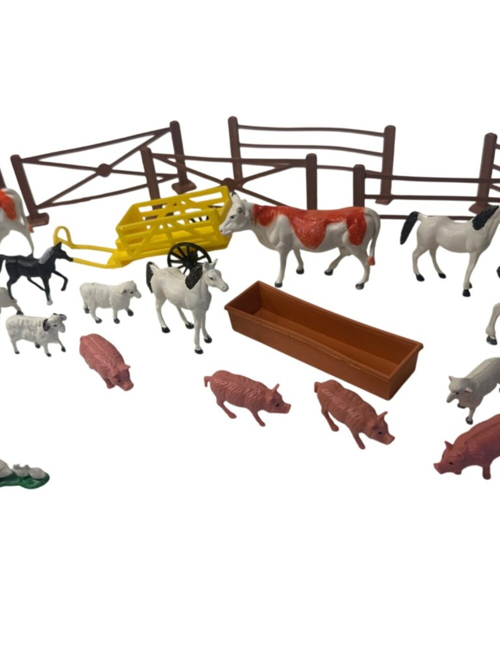 Farm Animal Toys Figures Playset Horses Cows Pigs Sheep Ducks Fence Wagon Etc.